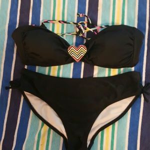 JOE BOXER bandeau bikini top with black bottoms