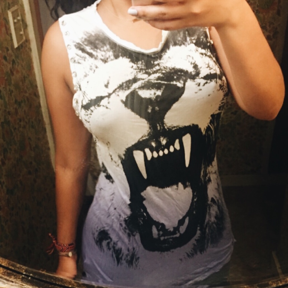Forever 21 ombré studded Lion cut off tank