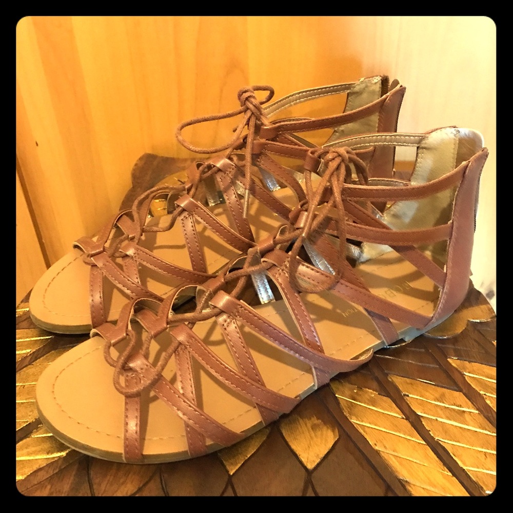 BCBG Lace-Up Sandals Brown