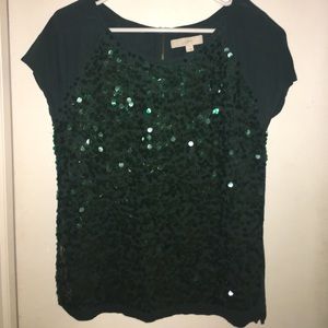 LOFT Green Sequin Top