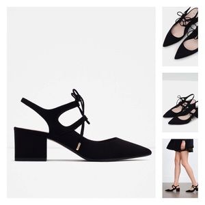 Zara Suede High Heel SlingBack Shoes US6.5 Euro37