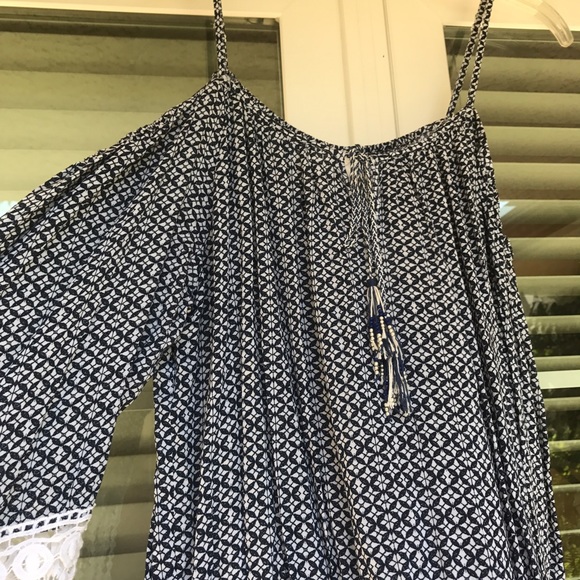 Green Dragon Dresses - NWT Navy Printed Cold Shoulder Dress Green Dragon Dresses - NWT Navy Printed Cold Shoulder Dress