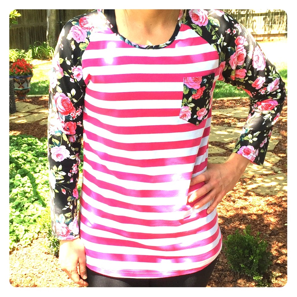 Flowers and stripes top - Picture 6 of 8