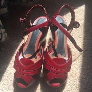 Marni 37 ox blood red leather platform sandals