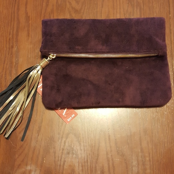 Merona purple velvet fold over clutch. NWT. J3 - Picture 1 of 7