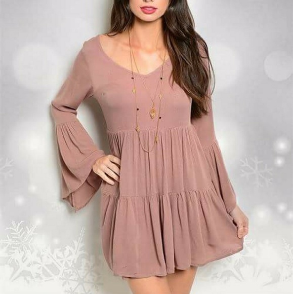 2 LEFT! Bohemian Taupe Dress NWT - Picture 2 of 3