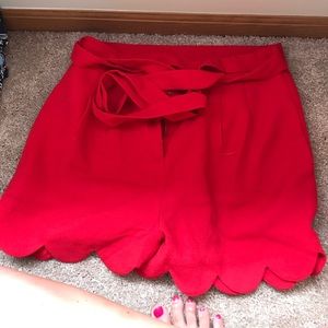 Red scalloped shorts