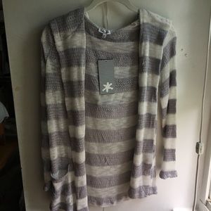 Grey and white knit cardigan