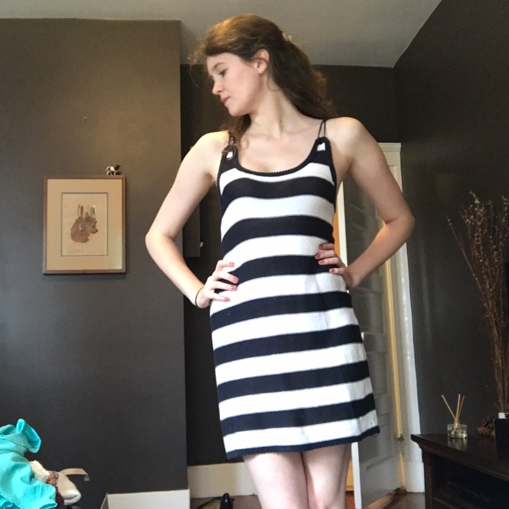 Navy And White Knit Dress