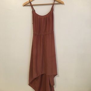 Cotton faux chiffon high-low dress