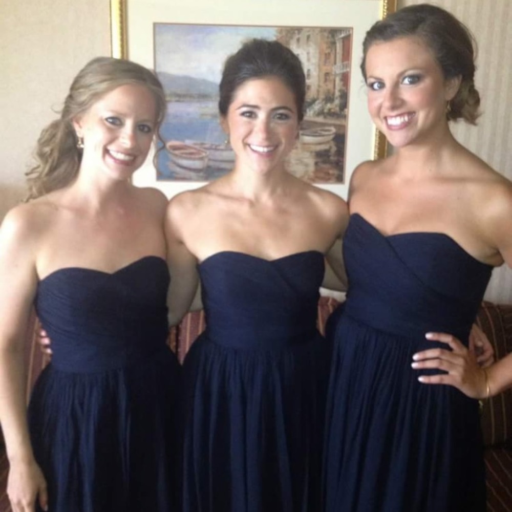 Strapless Navy JCrew bridesmaid dress