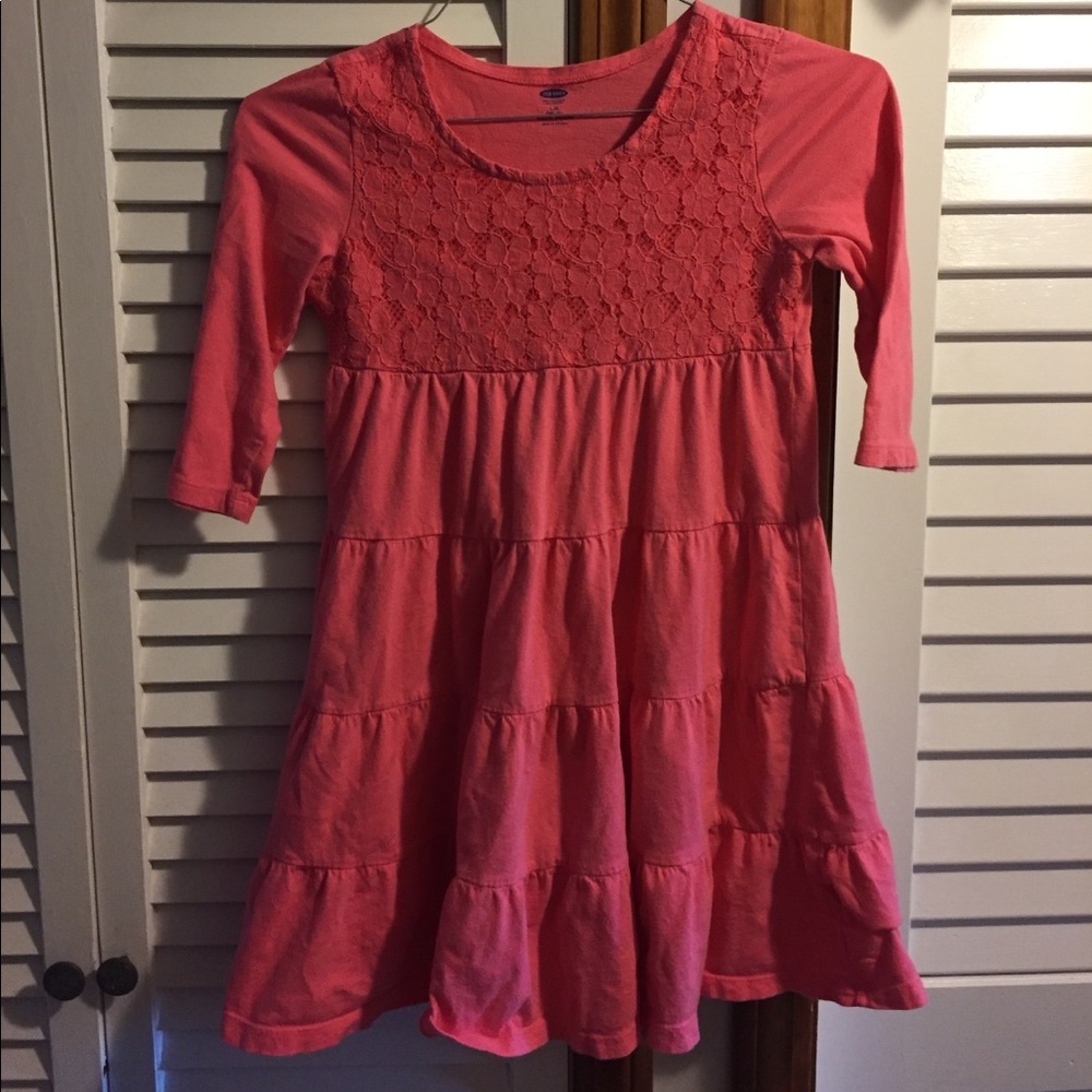 Peach girls dress with 3/4 sleeves