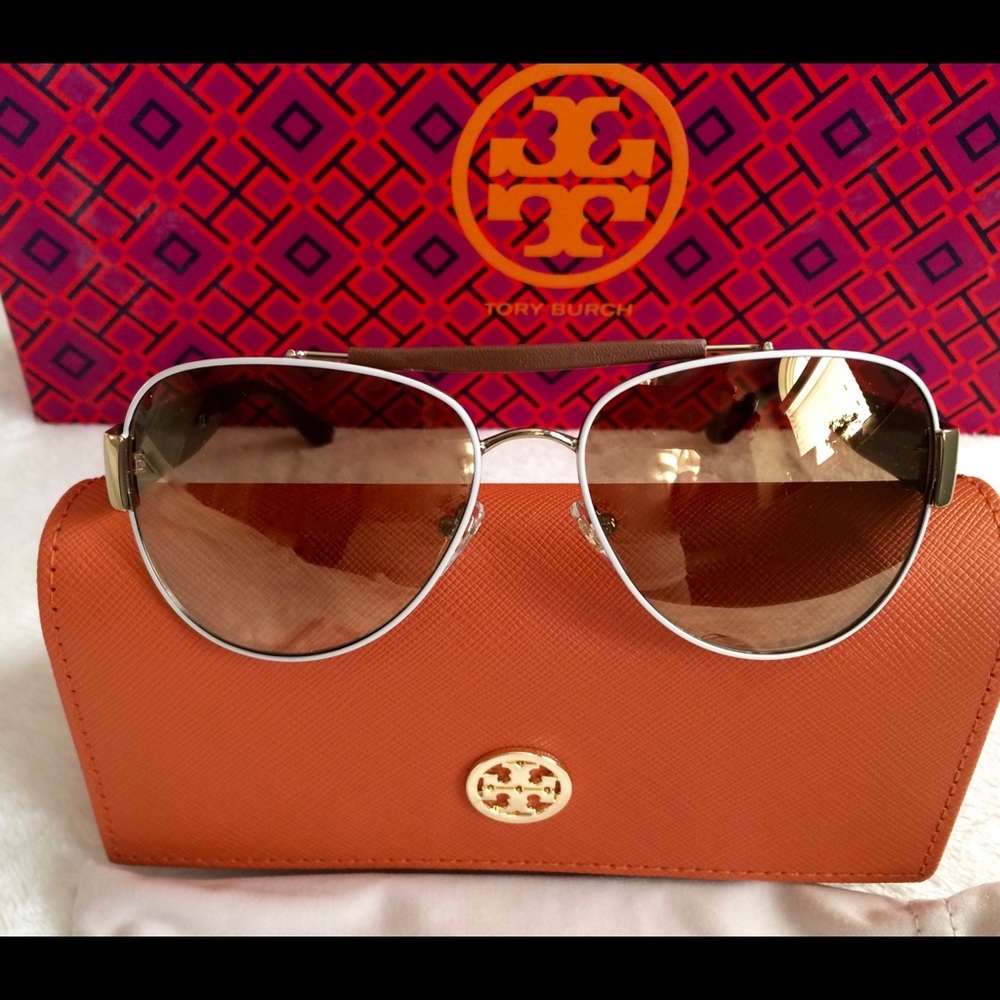 Brand New Tory Burch Aviator Metal Sunglasses