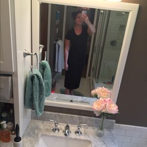 Black Maxi Dress, Short Sleeve, Scoop neck, Large