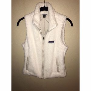 White Patagonia fleece vest