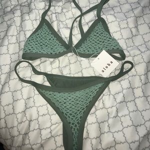 BRAND NEW- Posh Pua Kainalu army green crochet set