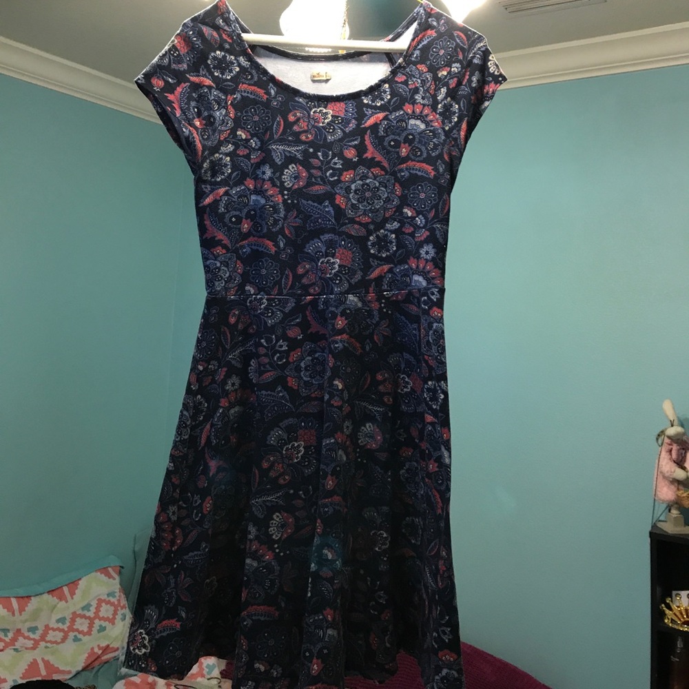 Navy dress with floral print