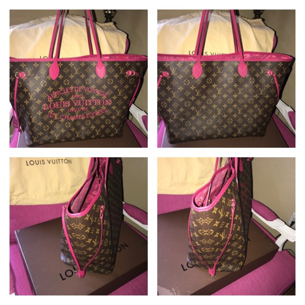 AUTHENTIC LOUIS VUITTON IKAT FUCHSIA NEVERFULL GM - Picture 3 of 8