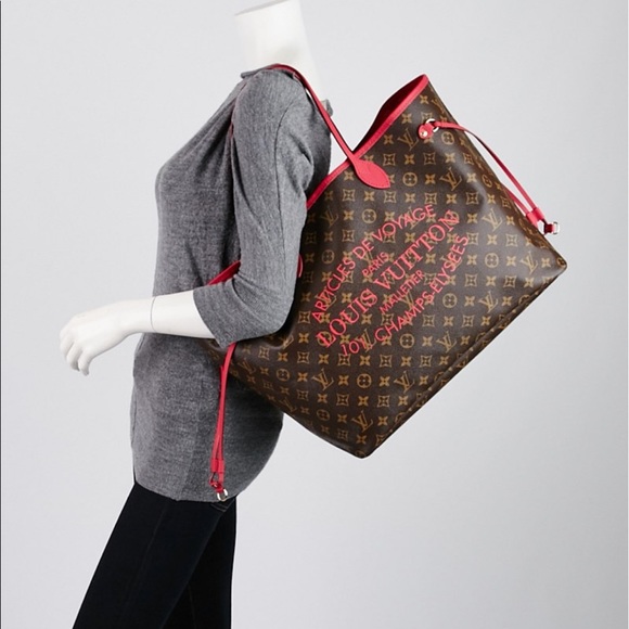 AUTHENTIC LOUIS VUITTON IKAT FUCHSIA NEVERFULL GM - Picture 2 of 8