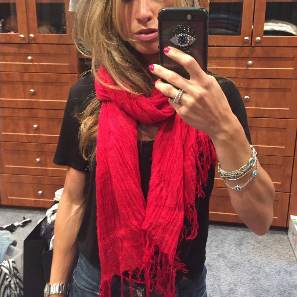 Love Quotes Red linen tassel scarf / shawl