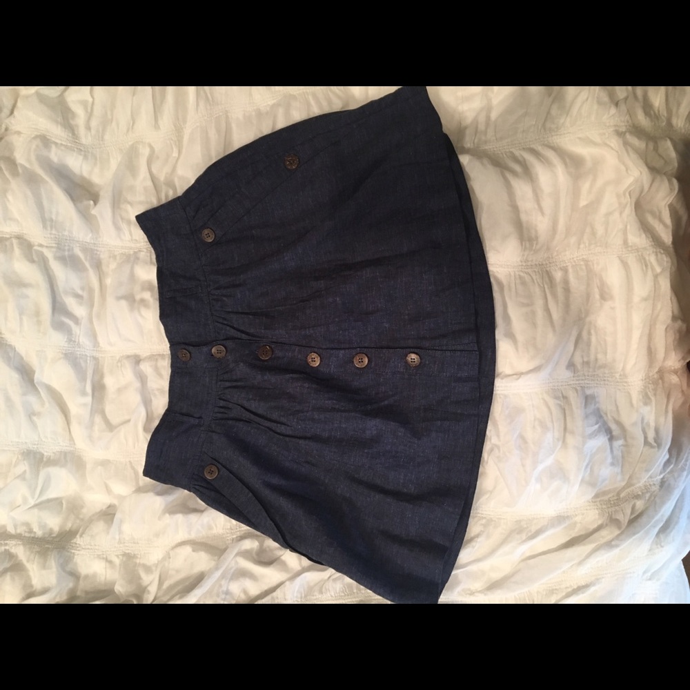 L Denim A-line short skirt elastic Waist POCKETS!