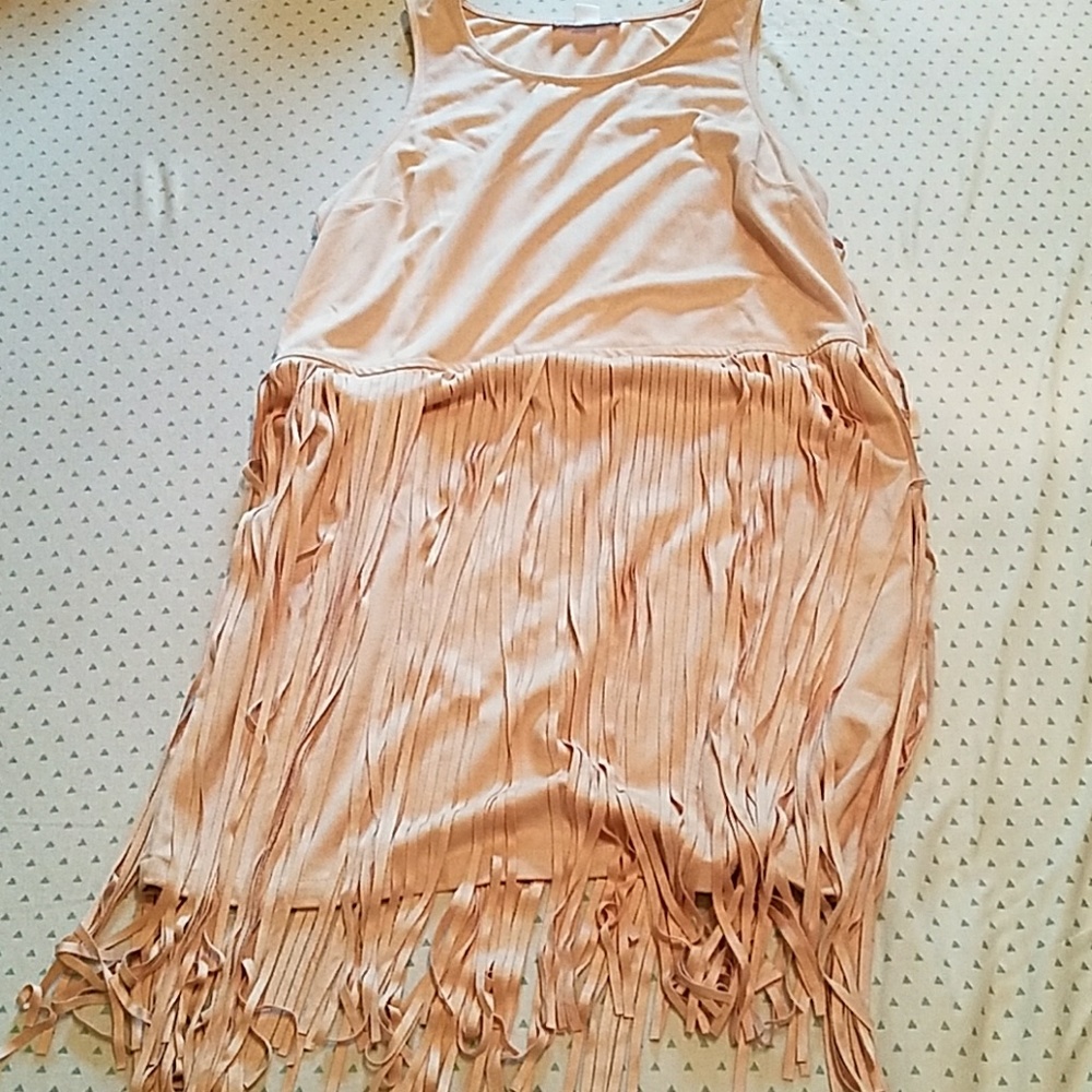 Lulu's Suede Mini Dress with Fringe