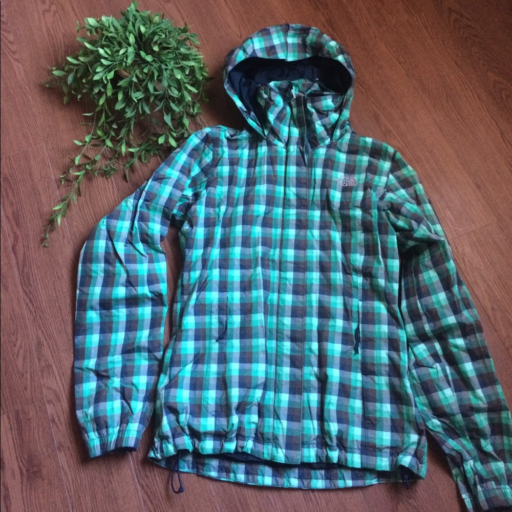 The North Face plaid hyvent rain jacket hiking