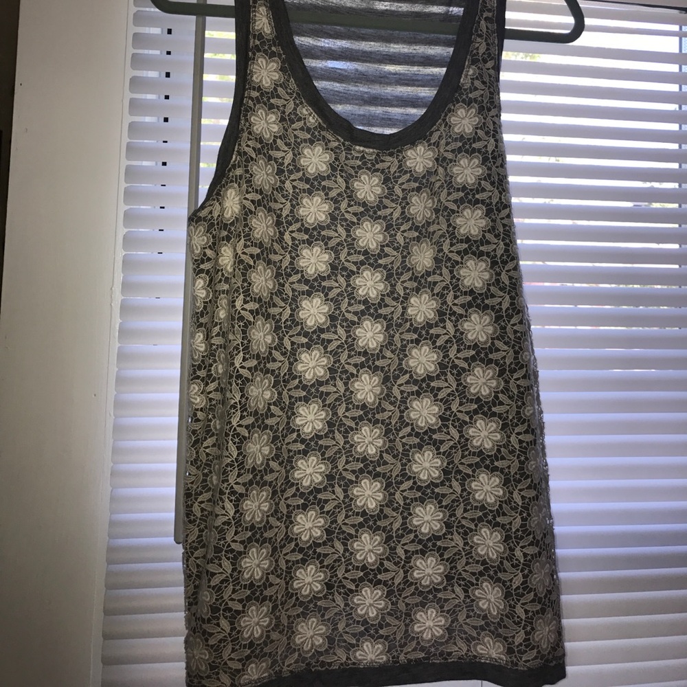 J Crew grey flower tank