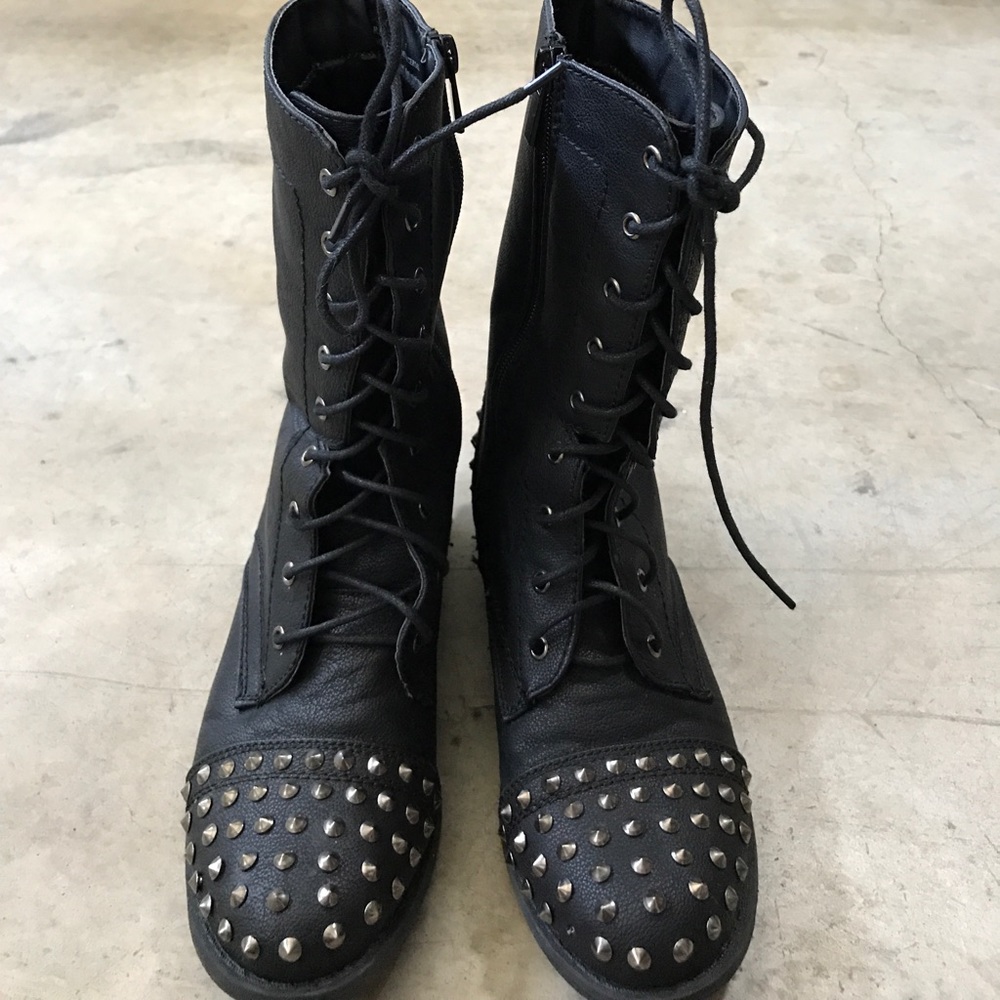 Black studded combat boots