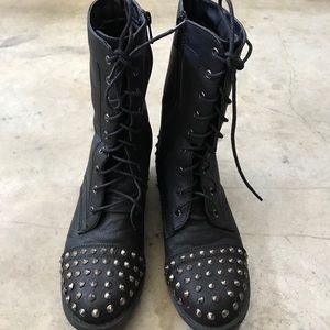 Black studded combat boots