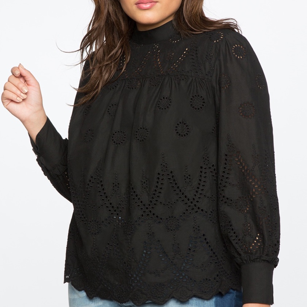 Eloquii Embroidered Peasant Blouse NWT