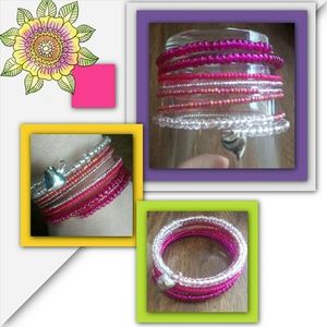 Pink Heart Spring Bracelet