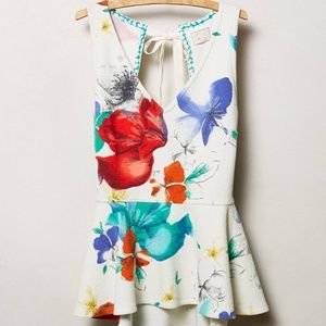 White Floral Flynn Peplum Tank