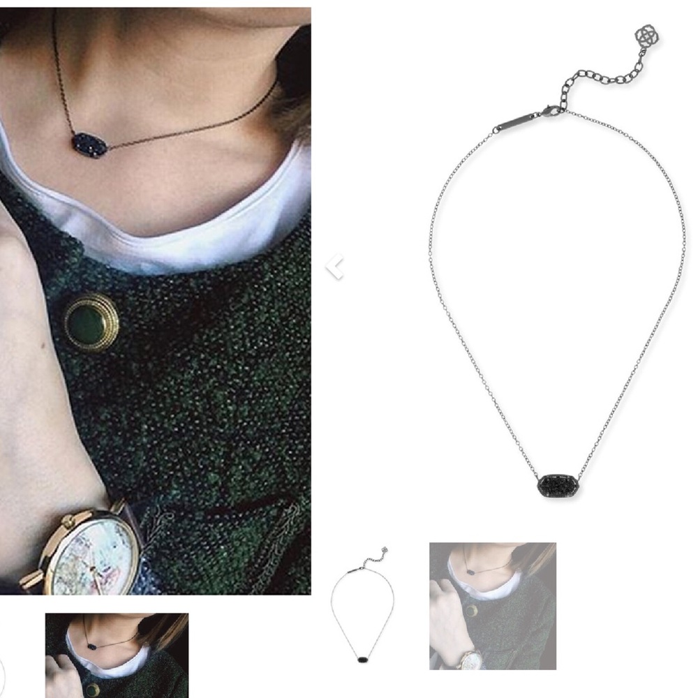 Elisa Necklace in Black Drusy