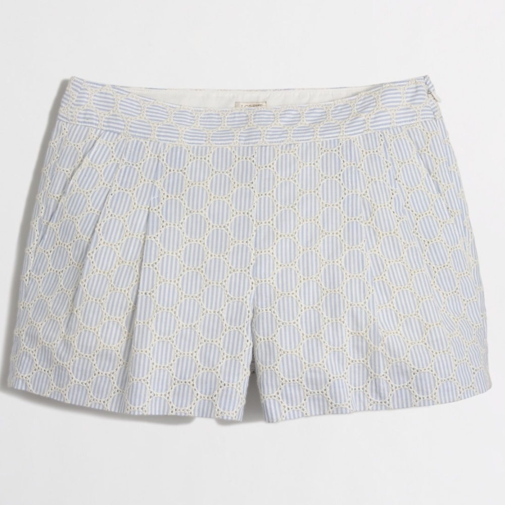 J. Crew Factory Seersucker eyelet pleated shorts