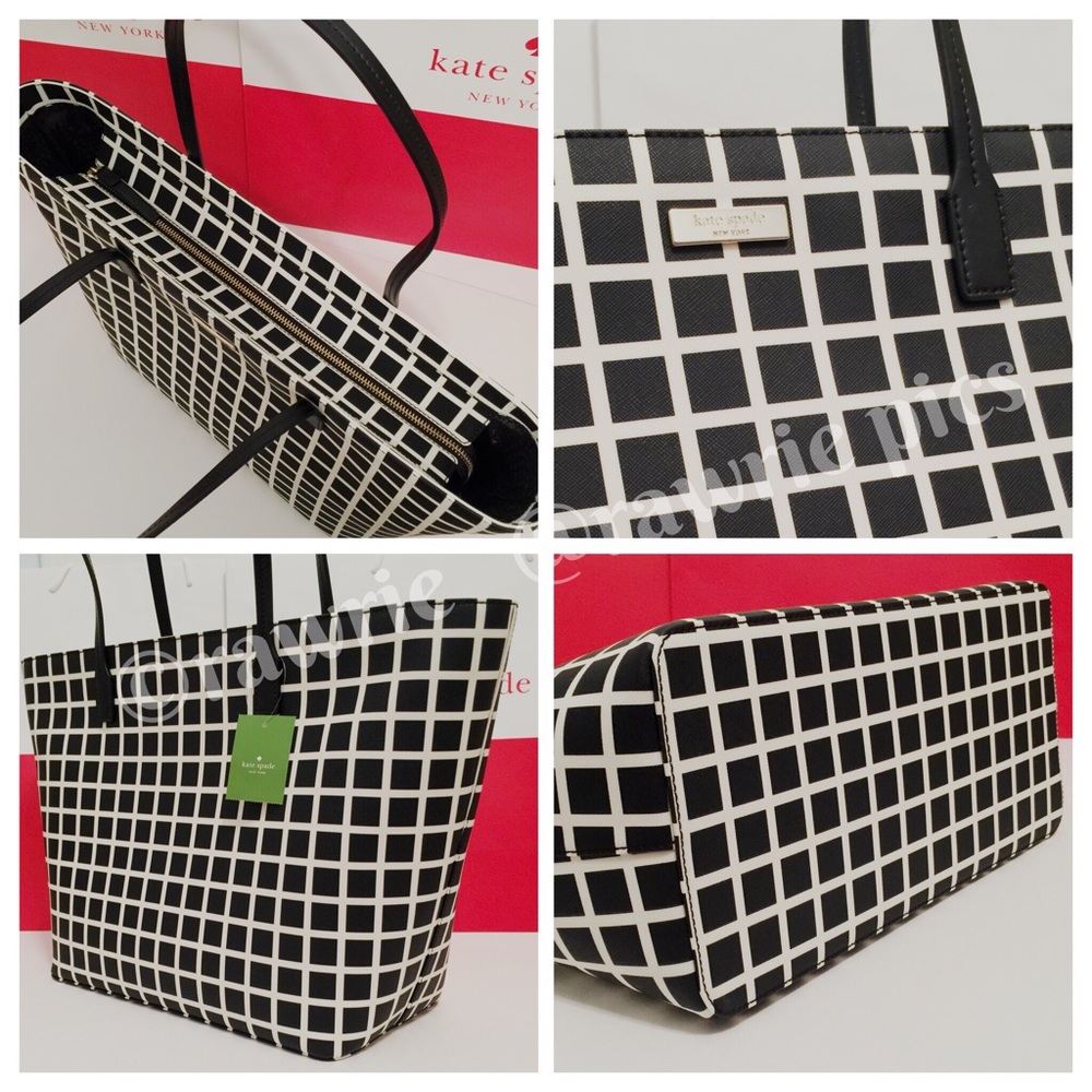 SALE New Kate Spade checkered large travel tote - Picture 2 of 4