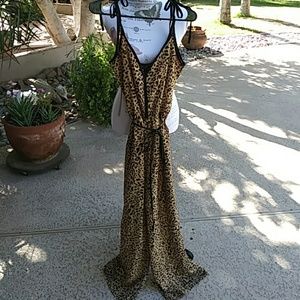 Leopard Print Palazzo Pant Spag Strap Jumper S