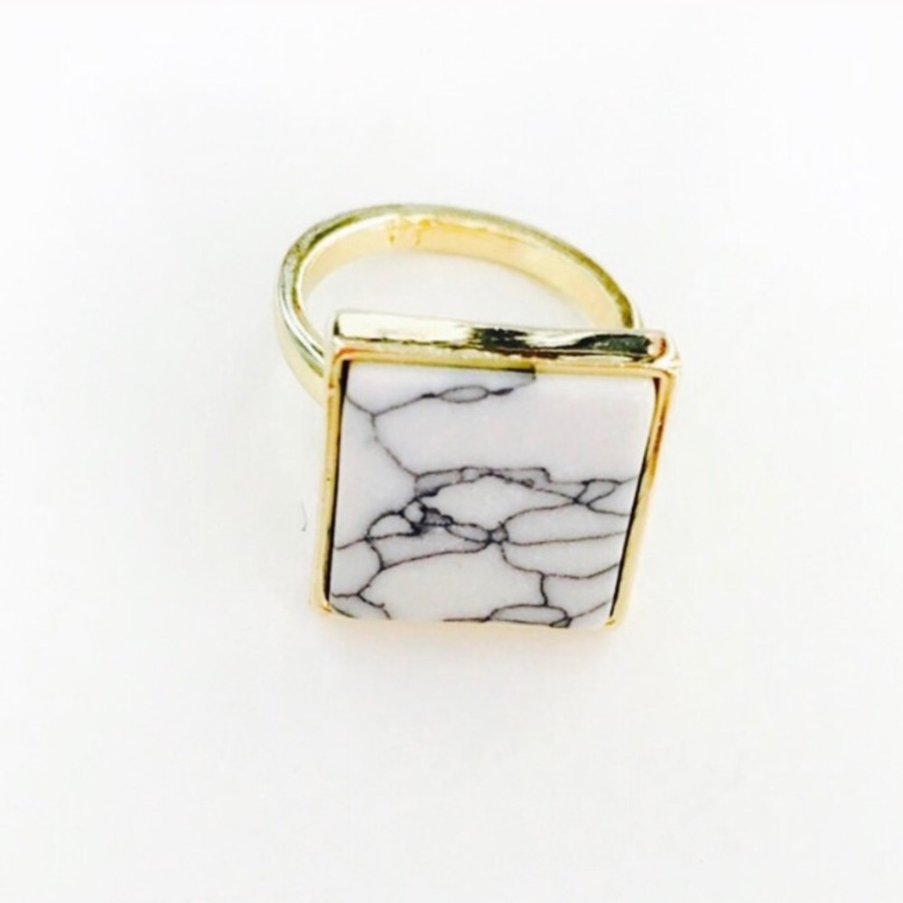 White Howlite Square Ring