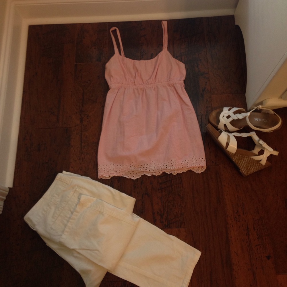 BOGO! White eyelet bottom pink top