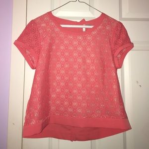 Lauren Conrad Coral Lace Shirt