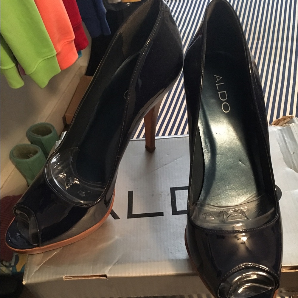 Aldo Navy Patent Heels
