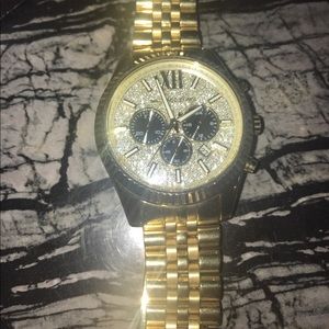 Mk Diamond face to gold plated watch
