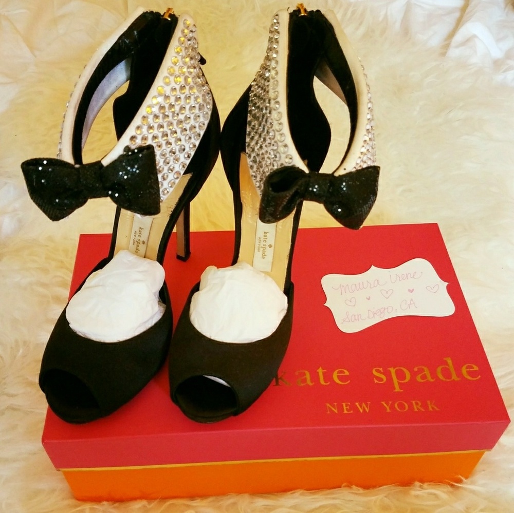 EUC Kate Spade Crystal Tuxedo Heels SZ 6.5