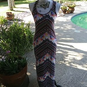 Women's Bright Multicolor Racerback Maxi Dress S