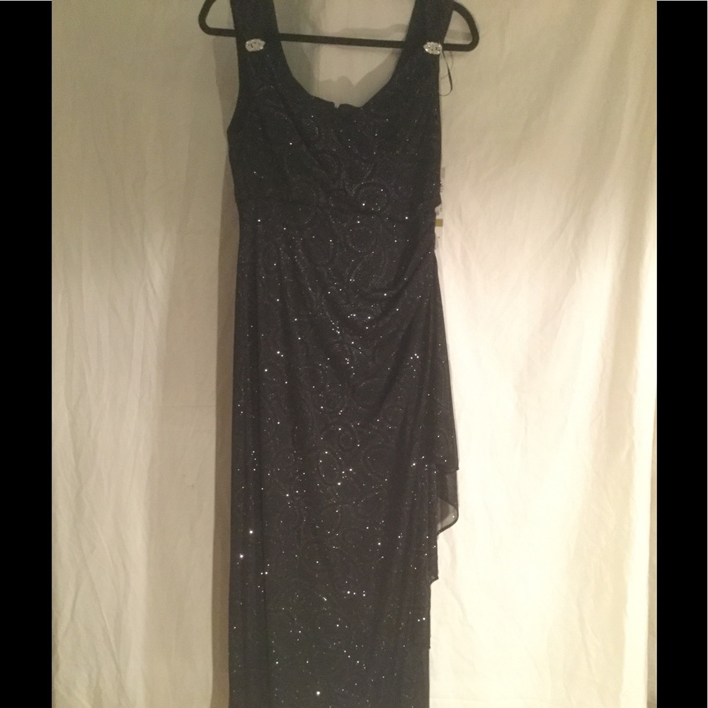 Black R & M Richards Rhinestone Long Gown