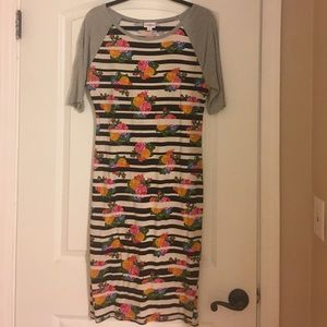 LuLaRoe Floral Stripe Julia Pencil Dress Medium