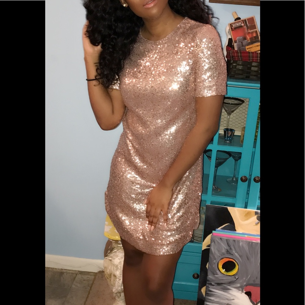 Blush Sequin Shift Dress