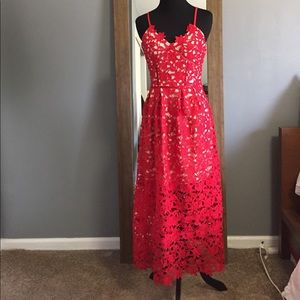 Crochet lace red dress