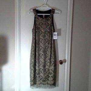 Gold lace, cocktail dress
