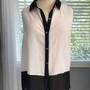 Black and cream blouse with gold buttons